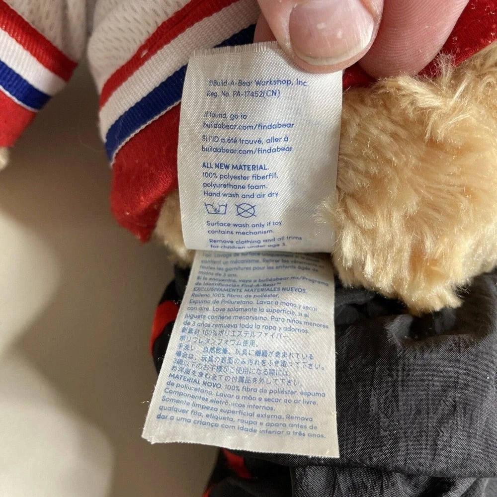 Build a Bear Hockey Player Plush Stuffed Animal - Jersey Pants Clean Red White B